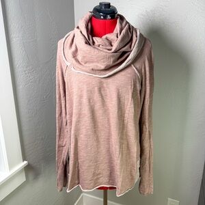 Free People FP Beach 100% Cotton Oversized Cowl Neck Long Sleeve Top Size XS